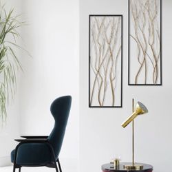 LuxenHome 13-in W x 36-in H Gold Metal Branch Wall Decor，A930