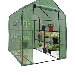 Mini Walk-in Greenhouse Indoor/Outdoor 2 Tier 8 Shelves