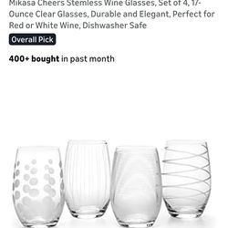 Mikasa Cheers Stemless Wine Glasses