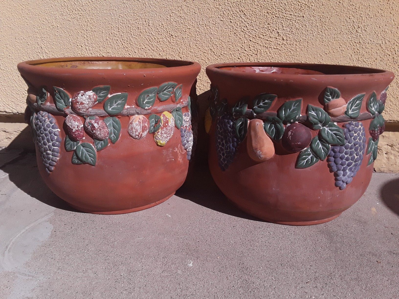 Set of 2 Patio Flower Mexican Clay Pots