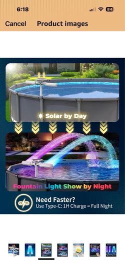 Brand New Solar 10 Color, Dual Spray Fountain W/Waterfall, Sprinkler, Remote