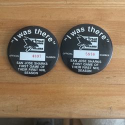 San Jose Sharks Inaugural Game Buttons Vs. Canucks