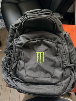 Monster energy back pack and water bottle