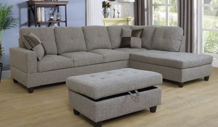 Gray Sectional Couch with ottoman