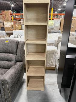 Tall 5-Shelf Bookcase Light Wood Finish