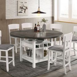 Brand New White & Grey 7pc Dining Table Set