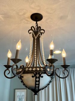 Elegant 6-Light Crystal Accent Chandelier – 22” W x 30” H