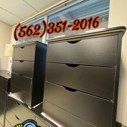 Three Drawer Black Katy Set Nightstands 