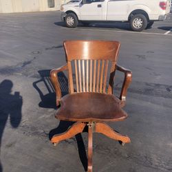Antique oak swivel office chair