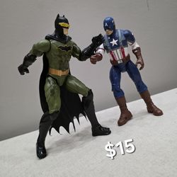 12” Marvel Captain America & DC Batman Action Figures – $15