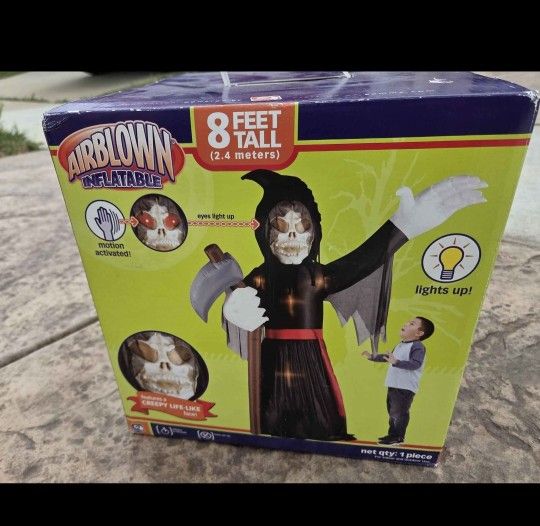 Gemmy Airblown Inflatables Halloween decoration Grim reaper 8ft Tall