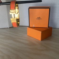 Hermes Gold And Orange Bracelet 