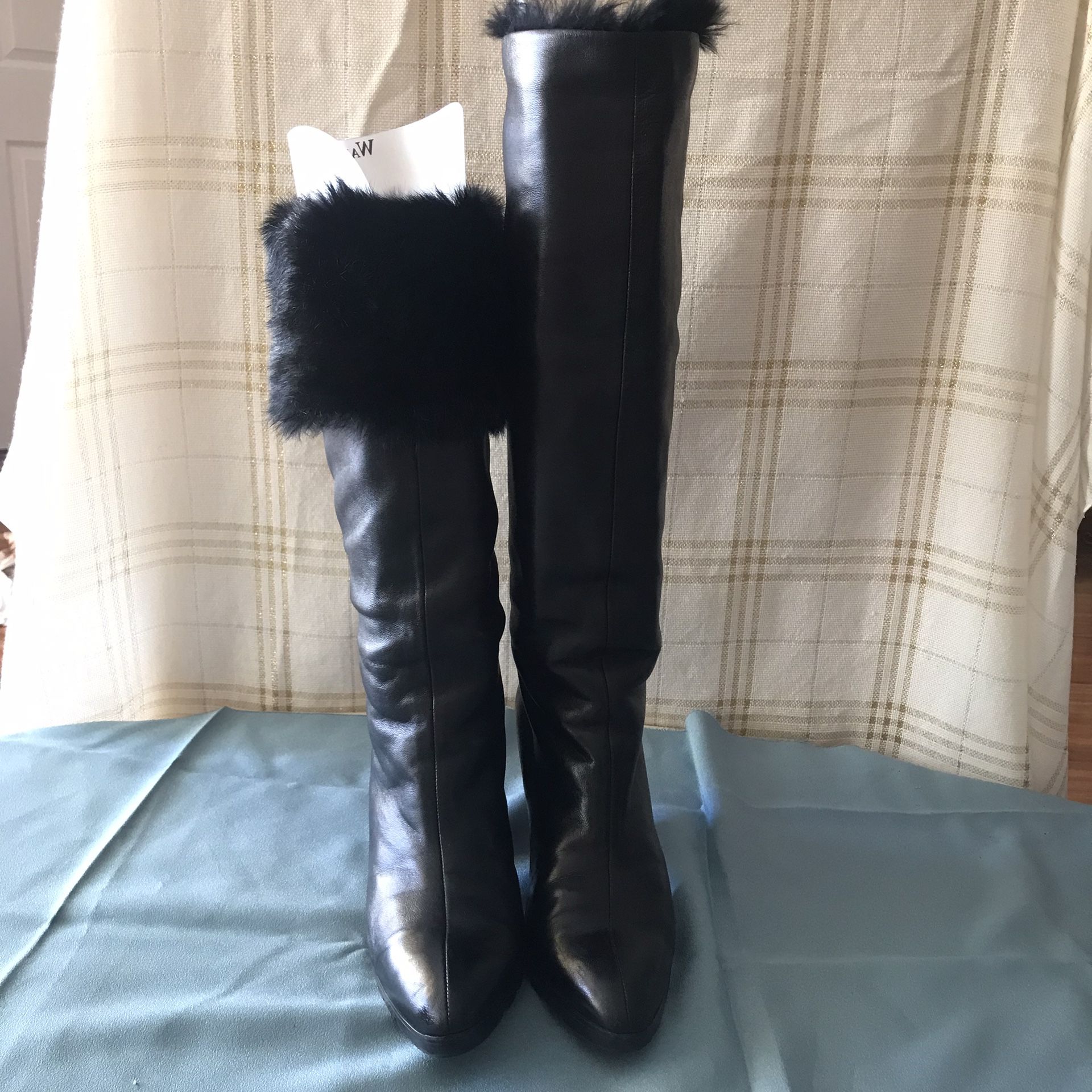 GorgeousWalter Steiger Black Leather  Knee Boots S.7.5Hills. 