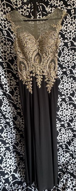 Black and gold dress long