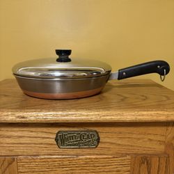Vintage 10” Revere Ware Copper Bottom Skillet With Lid.      B