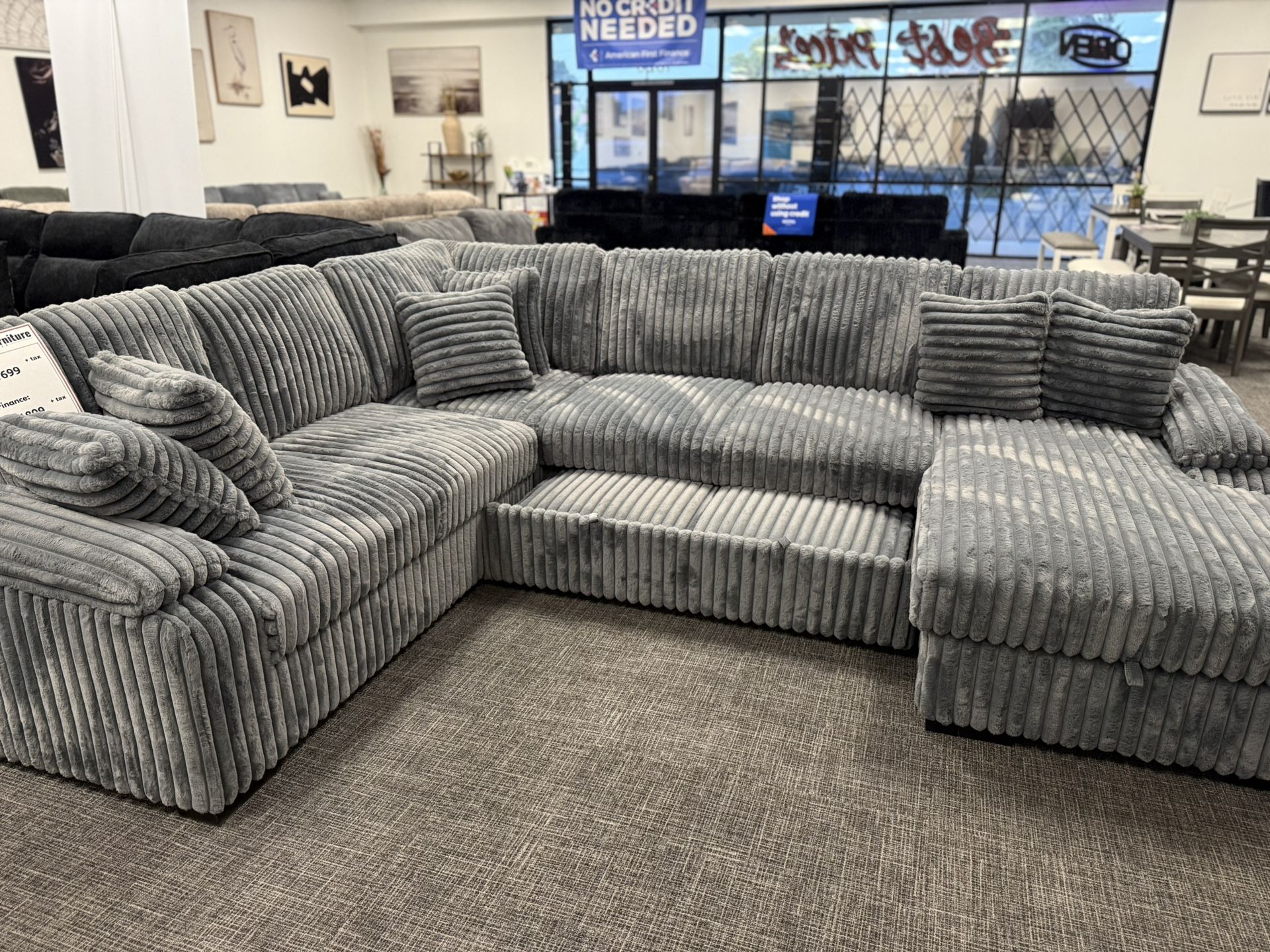 Light Gray Sofa Sectional Pullout Set - Free Delivery Promo 