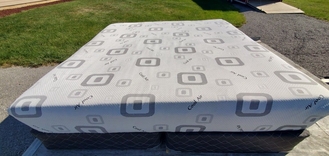 cool air king mattress and split box springs. good condition. medium to firm. delivery available
