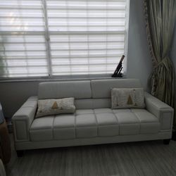 White leather like sofa
