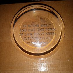 Clear Paperweight With A Quote 