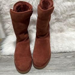 UGG AMIE SPICE WEDGE SUEDE SHEEPSKIN WOMENS BOOTS SIZE US 9