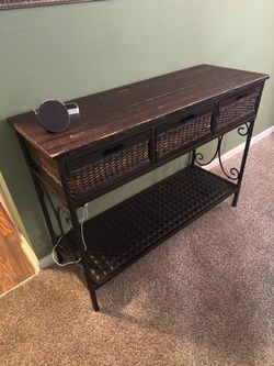 Rustic brown entryway table with drawers