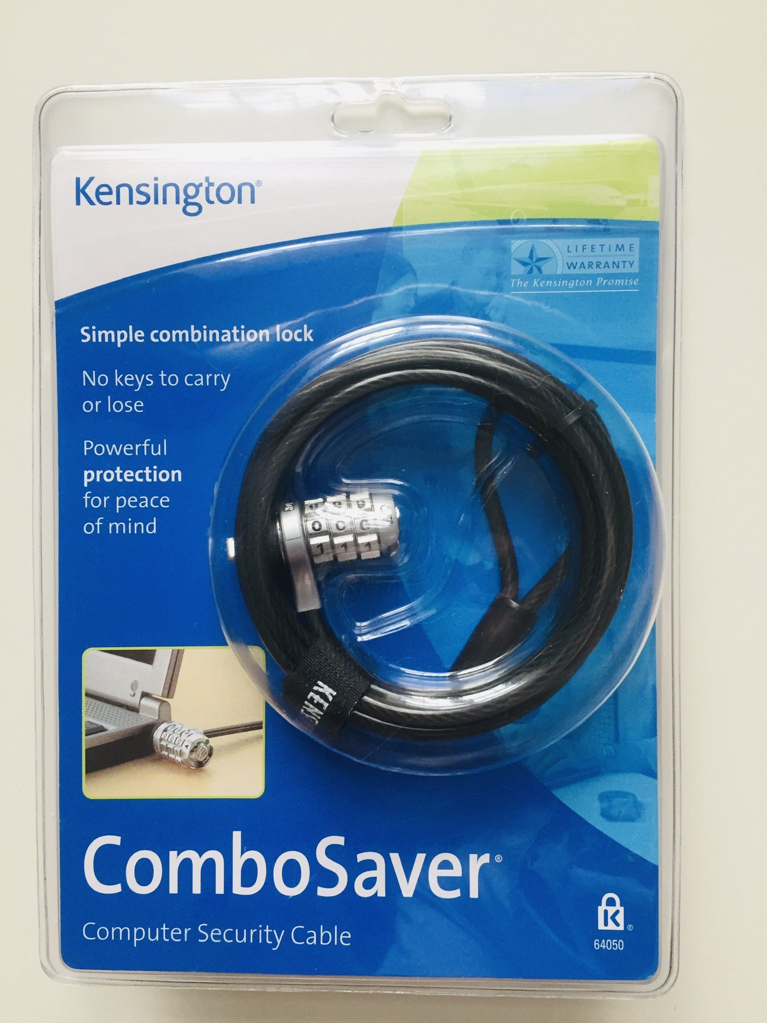 Kensington ComboSaver Laptop Security Cable. Brand new. Still in original packaging. Helps protect your notebook w/keyless version of Kensington Micro