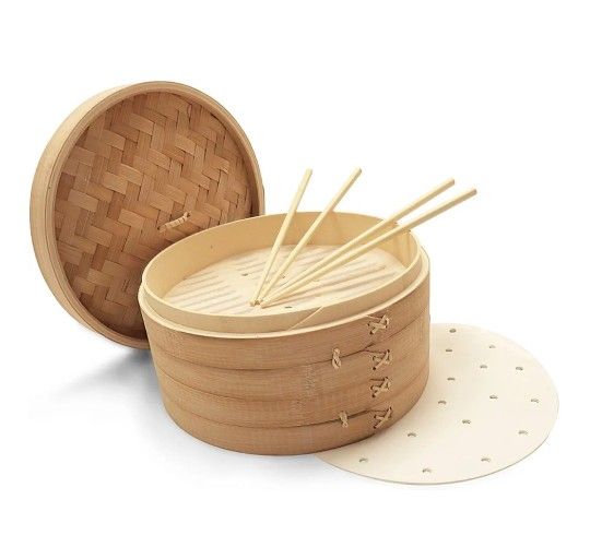 Bamboo Steamer Basket Set 