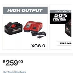 Milwaukee High Output XC8.0 With Rapid Charger 