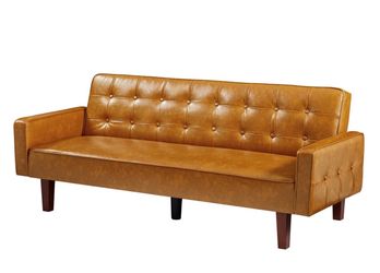 Gold/Yellow Futon Sofa - Lays Down
