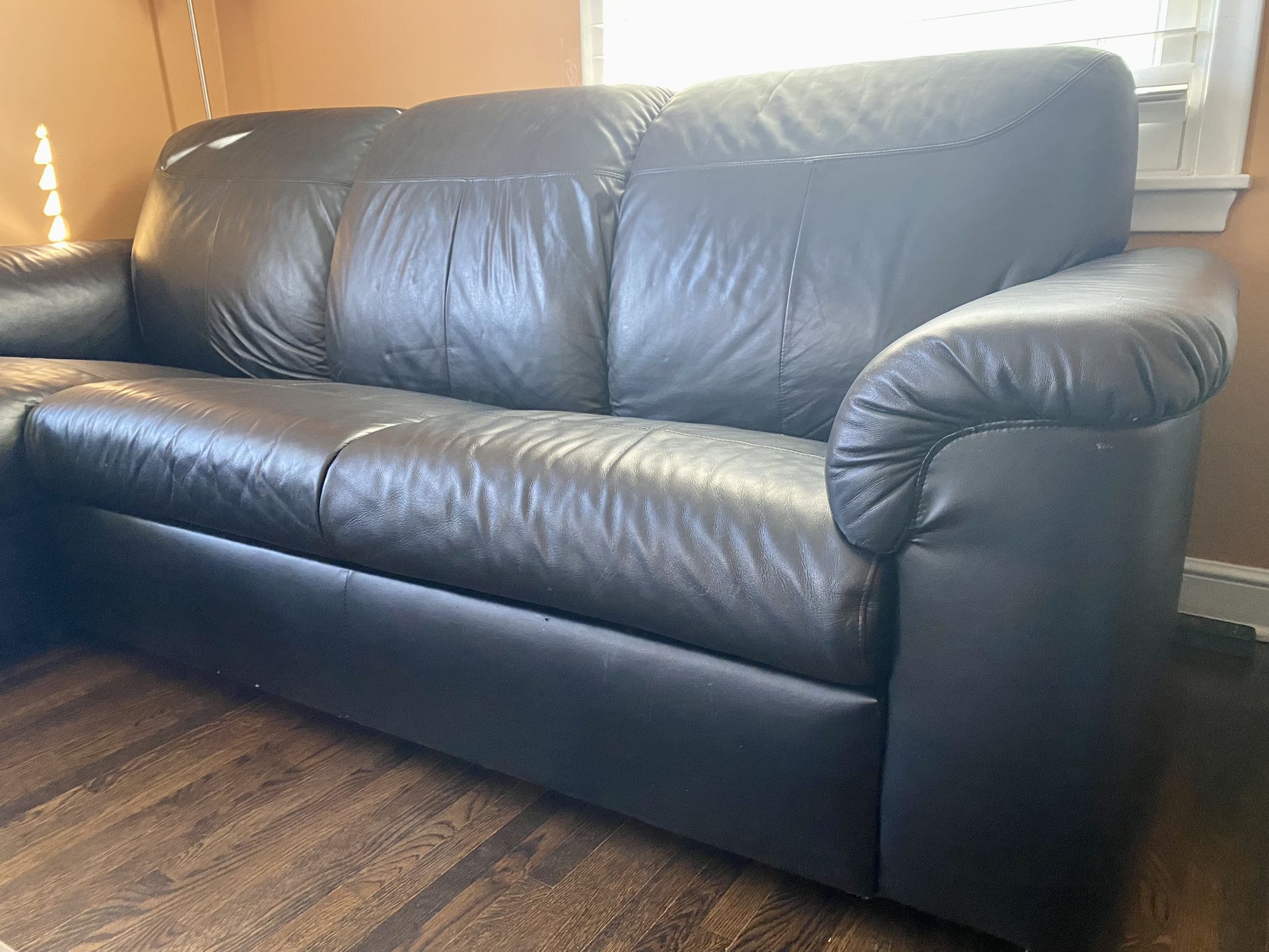 IKEA Timsfors Black Leather Sectional/Couch