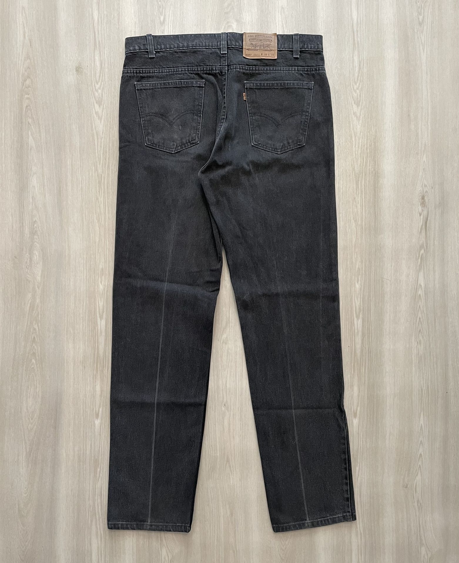 Vintage 90s Levis 505 Orange Tab Straight Leg Distressed Sz 38x34 Fits 37x33