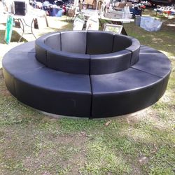 ** BEAUTIFUL BLACK WITH SILVER LINING AT THE BOTTOM LEATHER 8 PIECE EVENT SEATING SOFA ** $750 OBO