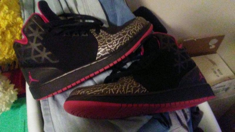 Pink and black Jordan's