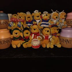 Assorted Disney bean bag plush toys of Winnie the Pooh $6 each except what's noted at $12