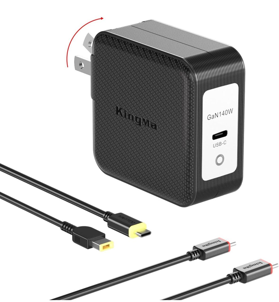 King Ma 140W Laptop GaN Charger, PD 3.1 Portable Fast Wall Charger with Foldable Plug and USB C Cable Compatible with Lenovo Savior Y9000K/Y9000P/R900