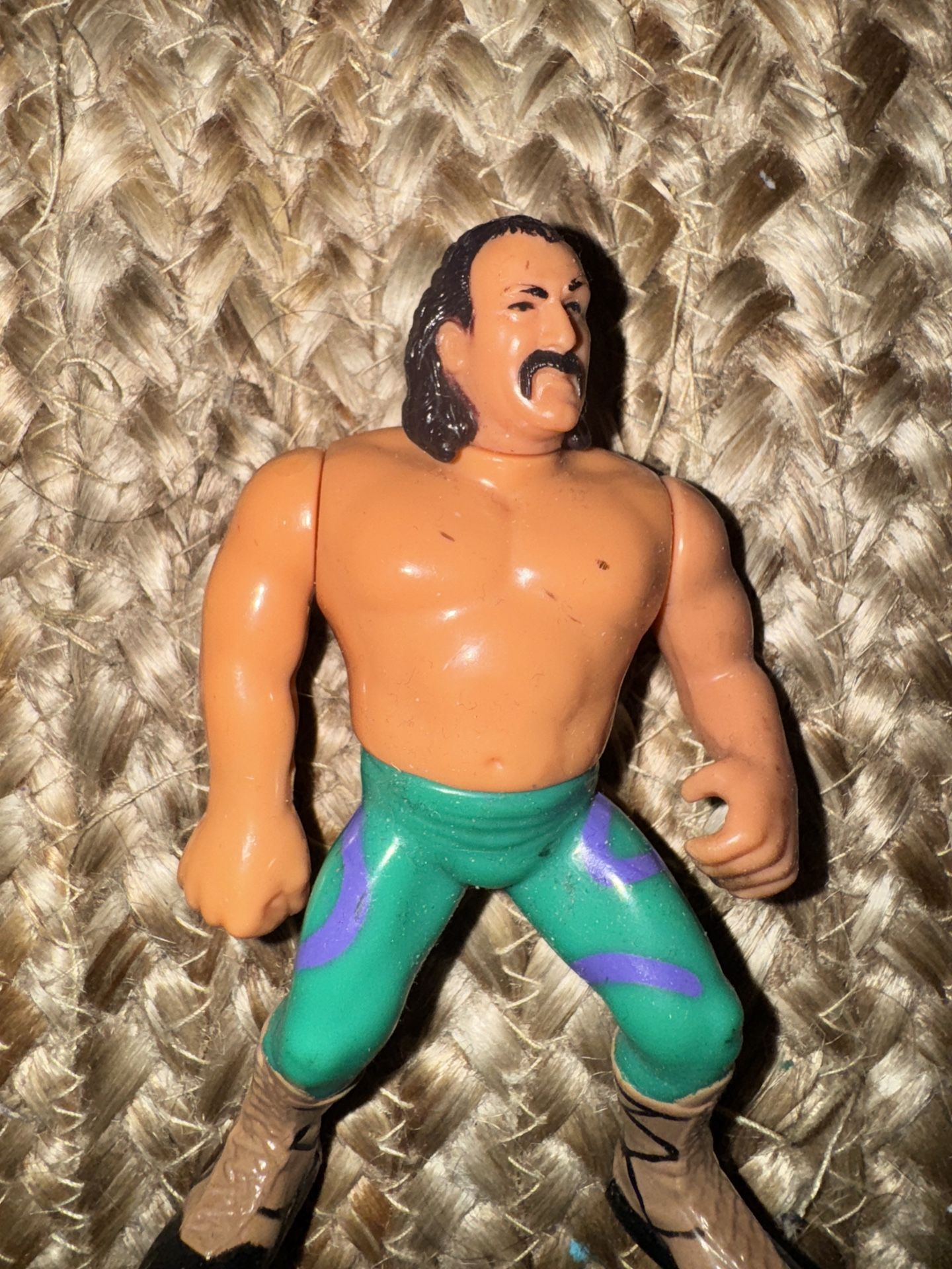 Vintage WWF Jake The Snake Roberts 4.5" Figure Used 1990 Titan Sports
