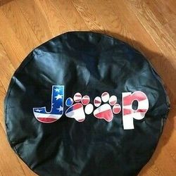 Red White And Blue Paw Print Tire Cover For Jeep Wrangler JL 2018-2021 Sport And Sahara