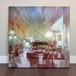 40x40 EXTRA LARGE Outdoor Scene of a Piano Bar - Z GALLERIE Canvas Wall Art