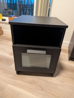 IKEA BRIMNES Nightstand Color / Size: Black, 15 3/8" x 16 1/8" x 20 7/8"