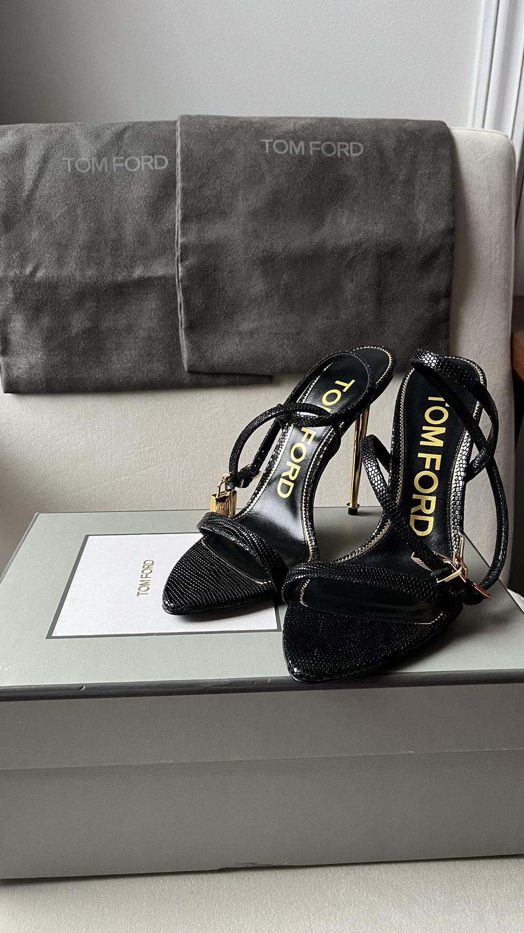 Tom Ford Lizard Print Lock Heel