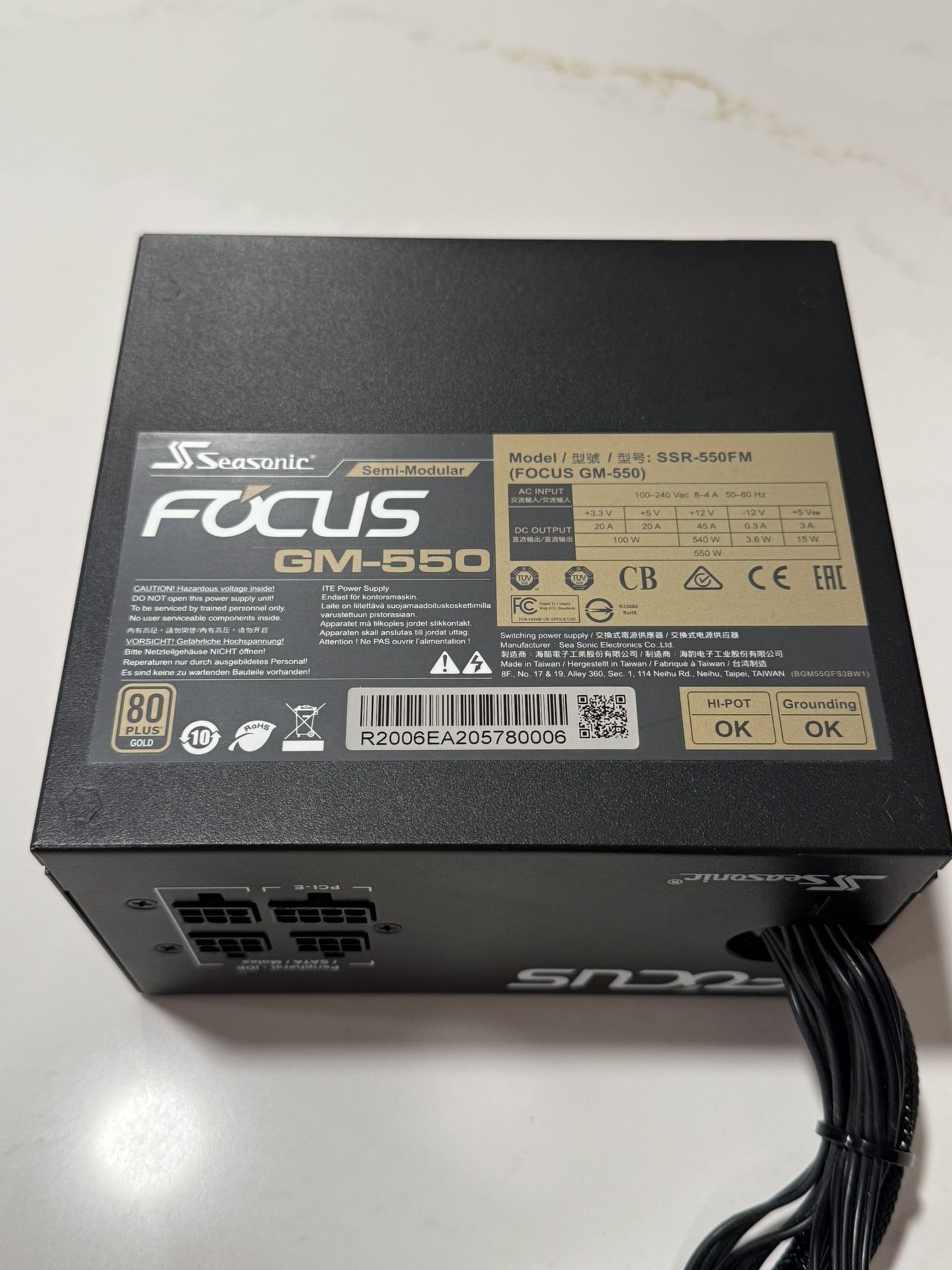 Seasonic Focus GM-550 80+ Gold (550W) — Semi-Modular PSU