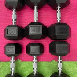 PAIRS OF RUBBER DUMBBELLS  (PAIRS OF)  : 20s  30s  40s