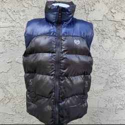 Vintage Phat Farm men Puffer Jacket Vest blue black 90s Full-Zip Large
