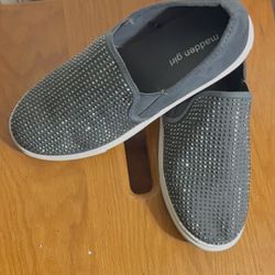 Madden Girl Rhinestone Slip-On Grey Sneakers