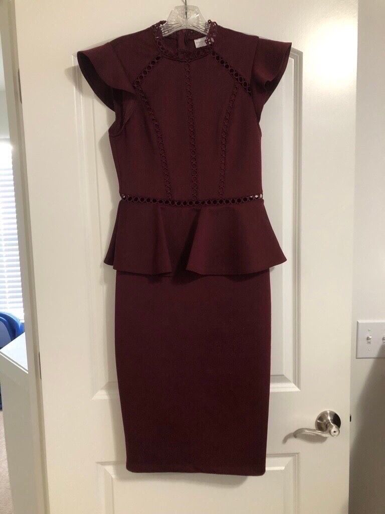 Peplum Cocktail Dress (maroon)