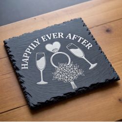 Slate Coaster | Laser Engraved Decor | Kitchen Gift, Housewarming Barista Gift, Wedding Gift