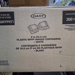 Dart 6in plastic MFPP Hinged containers white 300 count