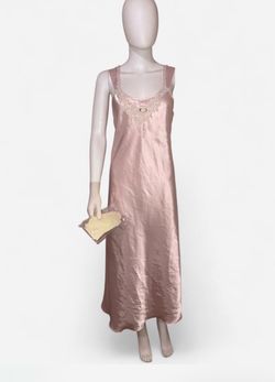 Womens Priamo Vintage Pink satin slip dress and gloves