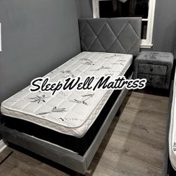 Twin Size Bed Frame With Pillow Top Mattress Included 