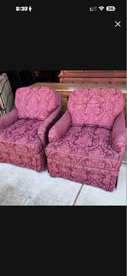 Set Of Two Burgundy Chairs